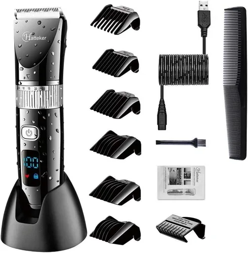 Hatteker Recortadora de pelo inalámbrica, cortadora de pelo profesional, recortadora de barba, para hombres, kit de corte de pelo inalámbrico,