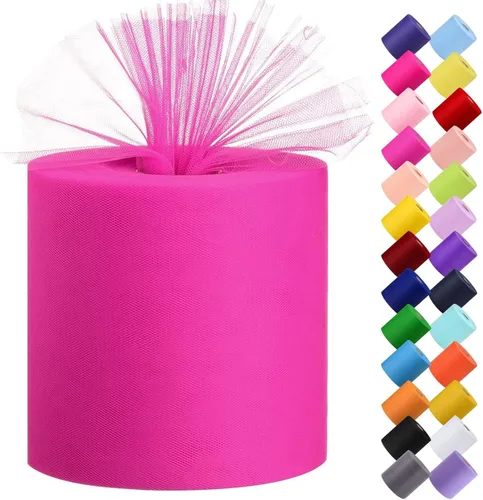Miniatura 20 de Rollo de tela de tul, 6 pulgadas por 200 yardas (600 pies), carrete de tela de organza de tul para bricolaje, falda tutú, decoración de baby shower