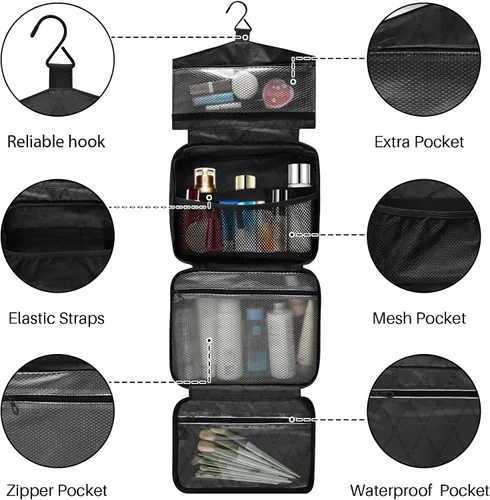 Miniatura 5 de William Morris Elegant Blue Hanging Makeup Travel Bag with Hook, Designer Expandable Bag for toiletries for Accessories Must Haves Trip bolso