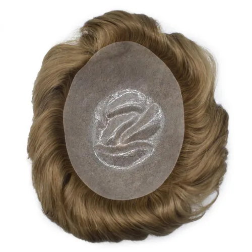 Miniatura 5 de Toupee para hombres Sistema de reemplazo de cabello humano real duradero invisible para hombre Toupee Hair Piece para hombres Poly Men Sistema