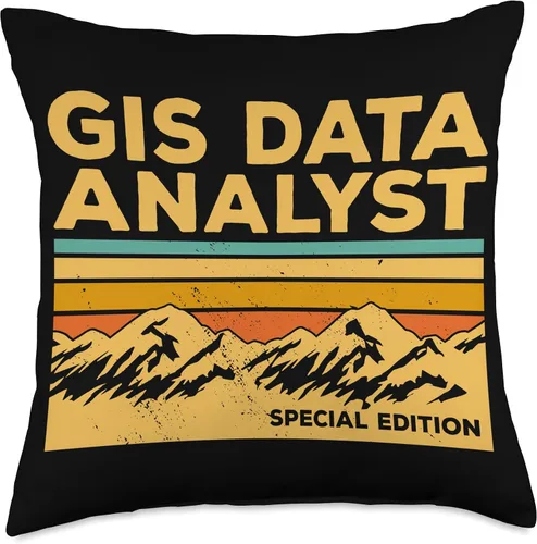 GIS Data Analyst Gifts Vintage GIS Data Analyst - Almohada con sistema de información geográfica, 18 x 18 pulgadas, multicolor