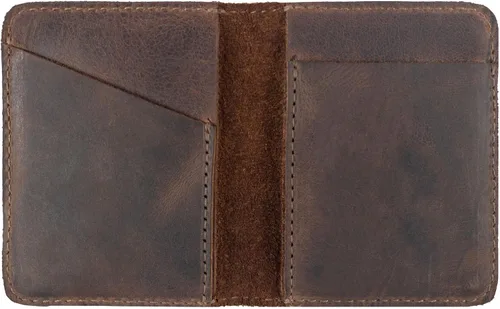Hide & Drink, Billetera plegable, tarjetero delgado, billetera minimalista para viajero, billetera vintage con bolsillo frontal, cuero de grano