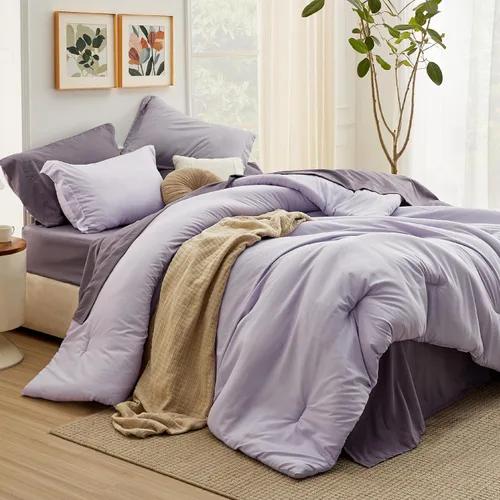 Miniatura 20 de Bedsure Juego de ropa de cama con edredón tamaño individual de 5 piezas, diseño bohemio contrastante, juego de cama en una bolsa con edredón