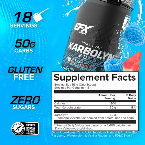 Miniatura 3 de EFX Sports Karbolyn Fuel Polvo de carbohidratos de absorción rápida Carga de carbohidratos, energía sostenida, recuperación rápida Sin