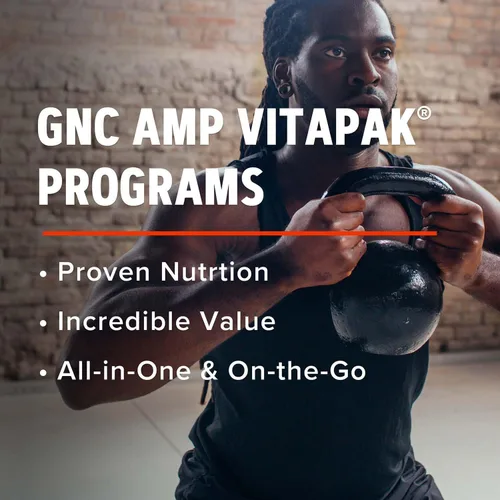Miniatura 8 de GNC AMP Programa Vitapak de entrenamiento extremo para hombre, 5 productos en 1, práctico paquete de vitaminas para rendimiento y resistencia