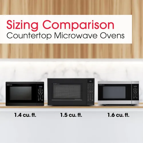 Miniatura 6 de SHARP Horno microondas para encimera con plato giratorio extraíble de 12.4 pulgadas, 1100 vatios, 1.4 pies cúbicos, color negro