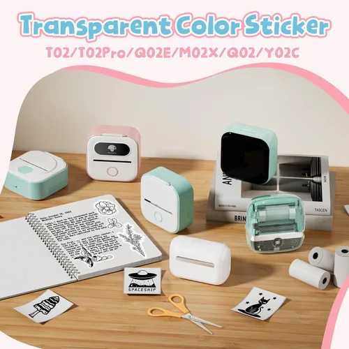 Miniatura 2 de Phomemo Papel adhesivo blanco - para mini impresora Phomemo T02/T02Pro/Q02E/M02X/Y02C/Q02, para notas de estudio, fotos, bricolaje, calcomanías