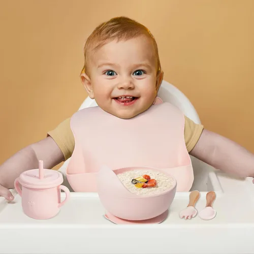 Miniatura 6 de Juego de alimentación para bebés 100% de silicona, sin BPA, con ventosa, plato dividido, juego de platos de autoalimentación para niños pequeños