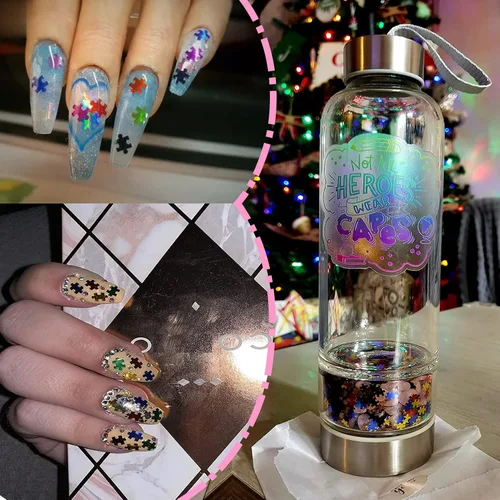 Miniatura 2 de Rompecabezas láser de 1.76 oz con purpurina para uñas, mezcla de colores, lentejuelas holográficas 3D, formas de paillettes ultrafinas