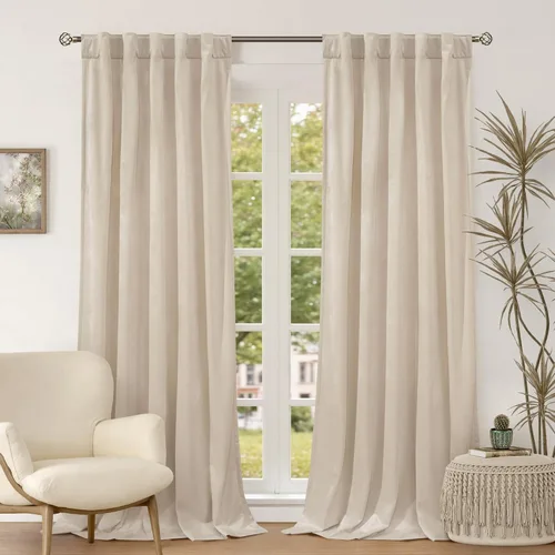 Miniatura 44 de BGment Cortinas de terciopelo rosa polvoriento, 2 paneles de 84 pulgadas, 2 paneles para sala de estar, aislamiento térmico de lujo, reducen
