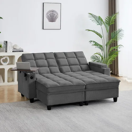 Miniatura 19 de Auvsoce - Sofá cama biplaza de 65 pulgadas, sofá convertible para sala de estar, sofá para RV con respaldo ajustable, chaise longue, mesa lateral