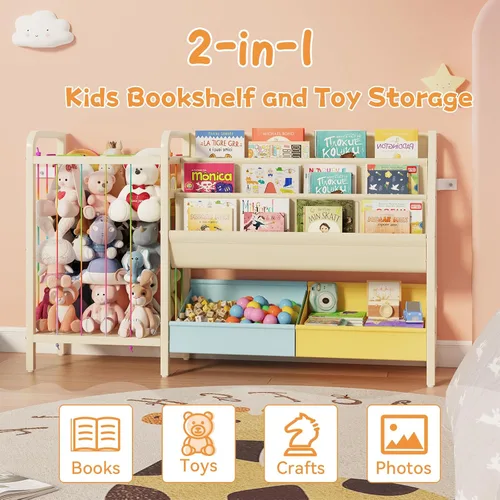 Miniatura 4 de B5 - Estantería infantil y almacenamiento de juguetes, estante para libros para habitaciones de niños, estantes para libros para niños pequeños