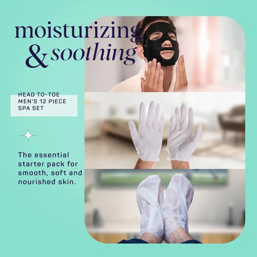 Miniatura 3 de SpaLife Juego de spa de 12 piezas para hombres: guantes de mano reparadores para manos secas, calcetines de pie de menta refrescante para talones