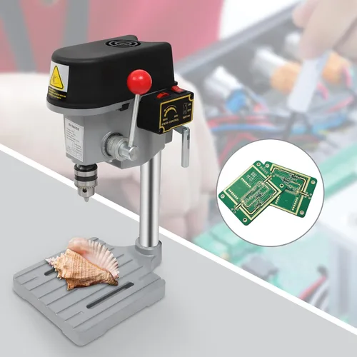 Miniatura 2 de Prensa de taladro eléctrico de 110 V 340 W, mini perforadora, taladro compacto de banco para perforar tablero de madera y plástico y tablero