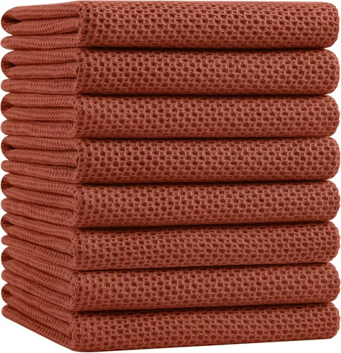 Miniatura 280 de Homaxy Paños de cocina de 100% algodón con tejido de gofre, ultra suaves, absorbentes, de secado rápido, 12 x 12 pulgadas, paquete de 6, amarillo