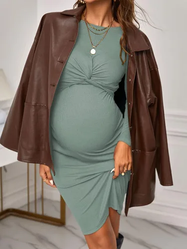 Miniatura 5 de Verdusa Vestido ajustado de maternidad con cuello redondo y manga larga para mujer