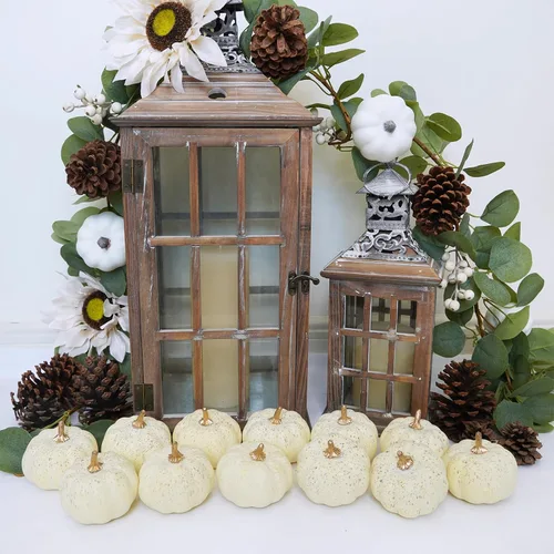 Miniatura 9 de Winlyn 12 calabazas artificiales pequeñas, calabazas decorativas de espuma, para cosecha de otoño, boda, baby shower, Acción de Gracias, Halloween