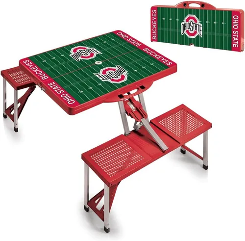 Miniatura 6 de PICNIC TIME NCAA Ohio State Buckeyes - Mesa de picnic plegable para campo de fútbol, mesa de campamento para exteriores con agujero para paraguas