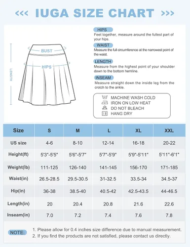 Miniatura 6 de IUGA Faldas pantalón de 20 pulgadas hasta la rodilla para mujer con bolsillos, falda de tenis de cintura alta, faldas de golf para mujer, casuales