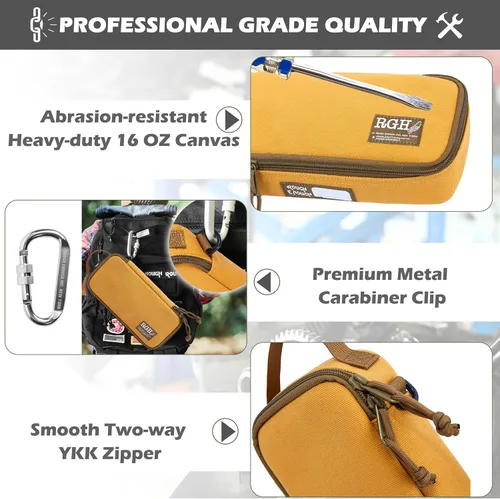 Miniatura 3 de Rough Enough - Bolsa de herramientas pequeña de lona, caja de herramientas portátil con asa de cremallera para motocicleta, bicicleta de carretera