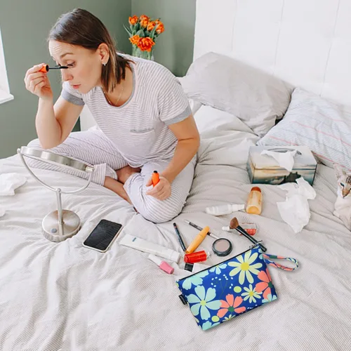 Miniatura 6 de Gloppie Bolsa de Maquillaje de Viaje Bolsas de Maquillaje para Mujeres Bolsa de Cosméticos Pequeña Bolsa de Maquillaje con Cremallera, S, Moda E