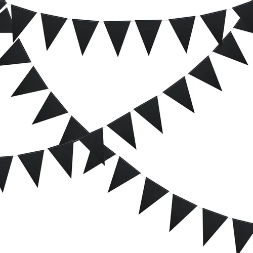 Miniatura 3 de Meetppy Banderines negros de 30 pies, 48 unidades, banderines de papel triangulares, banderines para gran apertura, decoración de boda, decoración