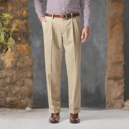 Miniatura 5 de Dockers - Pantalones para hombre, ajuste holgado, cómodos, caqui, plisados