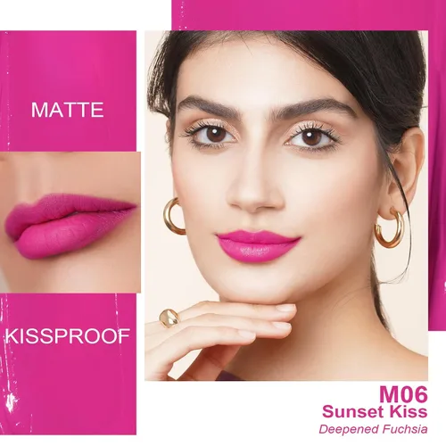 Miniatura 4 de Oulac Lápiz labial mate rosa para mujeres, lápiz labial líquido duradero de color rosa intenso, color de labios de alto impacto con cobertura total