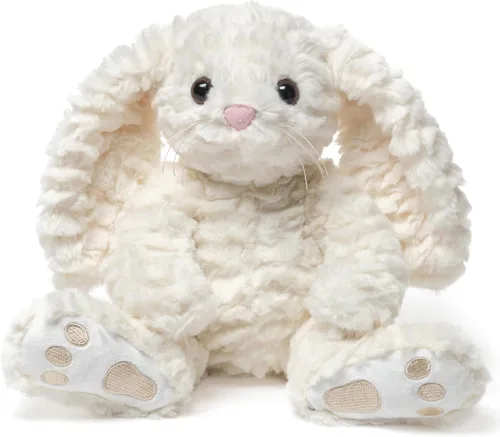 Bearington Creamy The Easter Bunny - Juguete de conejo de peluche suave de 10 pulgadas con pelo esponjoso, adorable conejito de juguete con diseño