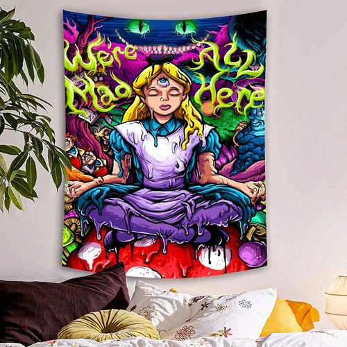 Miniatura 3 de Tapiz de anime para niña, divertido tarot para colgar en la pared, carteles decorativos estéticos diarios para dormitorio, sala de estar