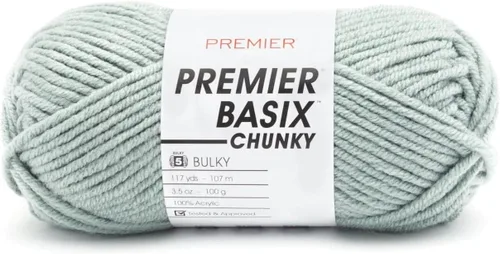 Premier Yarns Basix - Hilo grueso, perfecto para manualidades rápidas, peso voluminoso, hilo acrílico, jade, 3.5 onzas, 117 yardas
