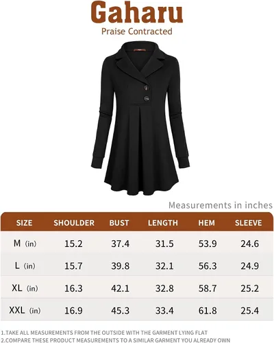Miniatura 5 de Gaharu - Sudadera tipo túnica con solapa de muesca para mujer sudadera con botones y de manga larga