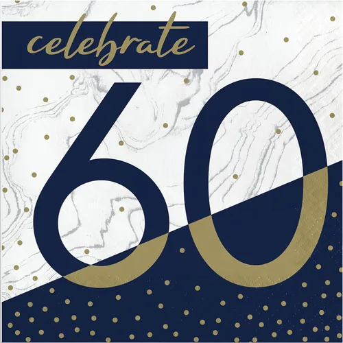 Miniatura 8 de Trendware Servilletas de cumpleaños número 18 azul marino y dorado, 48