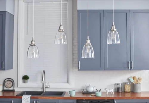 Miniatura 4 de Lámpara colgante Linea di Liara Fiorentino, estilo fábrica industrial con una pantalla de vidrio transparente, Plateado, LL-P281-LED-BN, 60.0watts