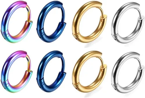 Aretes de acero inoxidable 316L, argollas de 1564, 516, 2564, 716, 1532 y 3564 pulgadas, arracadas hipoalergénicas, para el cartílago, hélix,