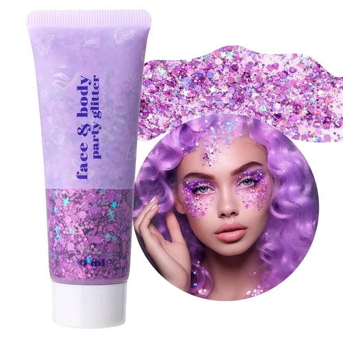 Miniatura 30 de DAGEDA Gel de purpurina corporal, lentejuelas de gel corporal con purpurina para la cara, sombra de ojos líquida, purpurina gruesa para cara, Sirena