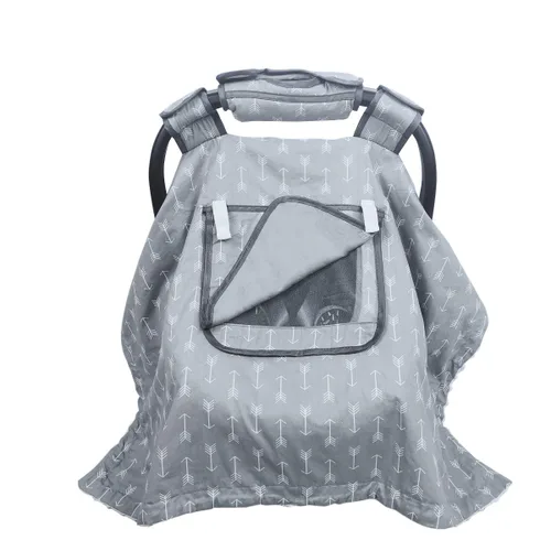 Miniatura 2 de Fundas de asiento de automóvil para bebés, funda de lactancia 2 en 1 y toldo para asiento de automóvil con 3 opciones de apertura neta, funda