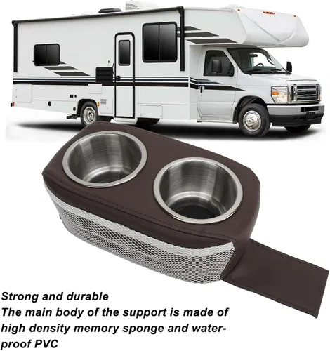 Miniatura 4 de Portavasos para barco, organizador portátil para barco con doble soporte de acero inoxidable, soporte doble para bebidas de pontón impermeable