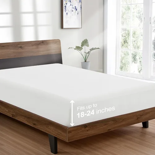 Miniatura 52 de FreshCulture Sábana Bajera Ajustable Tamaño King Solamente - Sábana Bajera de Calidad Hotelera Tamaño King - Ultra Suave y Transpirable - Microfibra