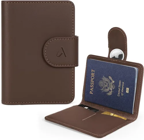 Miniatura 17 de ALLIVE Soporte para pasaporte para viajes, soporte para pasaporte Rfid para mujeres y hombres, funda de pasaporte de cuero genuino para viaje