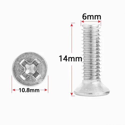 Miniatura 2 de NACX Tornillos de cabeza plana avellanados Phillips M6 x 0.551 in, A2-70, tono plateado, acero inoxidable 304, 60