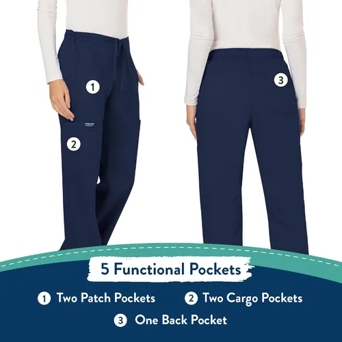 Miniatura 5 de Cherokee - Pantalones quirúrgicos elásticos Workwear Revolution WW120 para mujer, suaves y con cordón ajustable