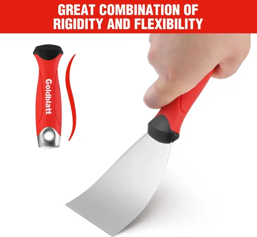 Miniatura 2 de Goldblatt Cuchillo de masilla de 3", acero inoxidable para raspar pintura, raspador de cuchillo de masilla con extremo de martillo, agarre suave