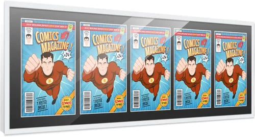 Miniatura 24 de Poster Palooza Marco de cómic con paspartú para 1 cómic de la Edad de Bronce publicado entre 1970 y 1985, marco de cómic negro para cómic de 7.25 x
