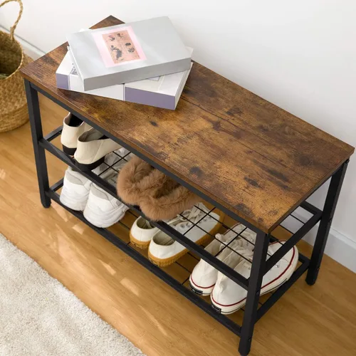 Miniatura 7 de HOOBRO Árbol de pasillo con banco, juego de perchero y banco para zapatos, zapatero de entrada con ganchos para abrigos, árbol de pasillo