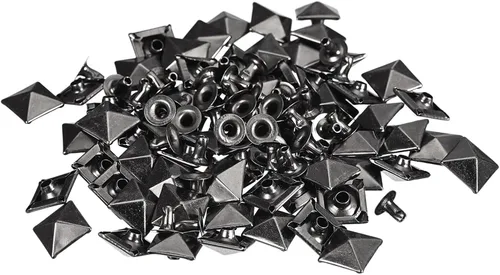 Miniatura 11 de uxcell Juego de 60 remaches de punta para ropa, 0.315 in, remaches rápidos de pirámide, clavos cuadrados punk, de cobre, para decoraciones de Tono