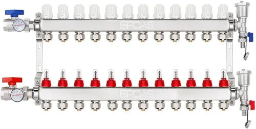 Miniatura 7 de Colector de calefacción de suelo radiante de 2 bucles, tubería PEX, colectores hidrónicos, colector de piso de acero inoxidable radiante