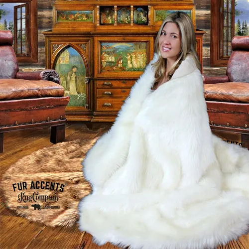 Miniatura 3 de Fur Accents Manta o colcha de pelo sintético de pelo sintético, color blanco con forro suave de Minky, edredón, hecho a mano a pedido en Estados