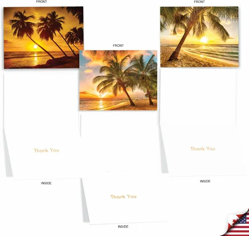 Miniatura 2 de The Best Card Company Juego de 10 tarjetas de agradecimiento surtidas de 4 x 5.12 pulgadas con sobres (10 diseños, 1 cada uno) Palm Beaches M6457TYG