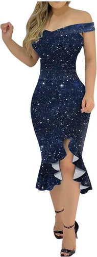 iQKA Vestido de cóctel sexy para mujer, con dobladillo con volantes, estampado floral, cuello en V, sin mangas, vestido de tubo